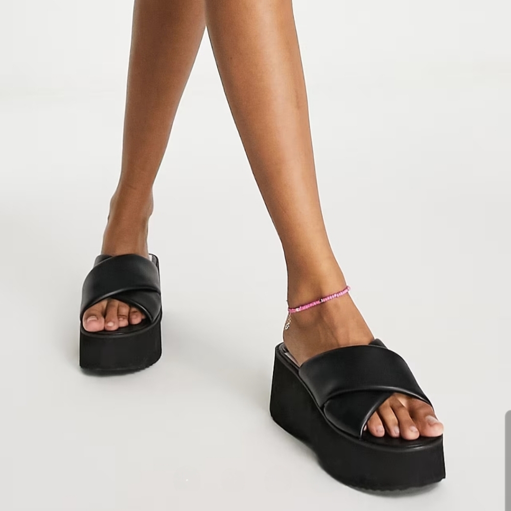ASOS Black Platform Slide Sandals